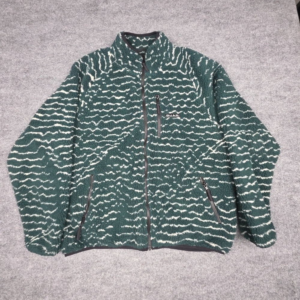 Quasi Skate Fleece Jacket Men's Medium Green Abstract Skater